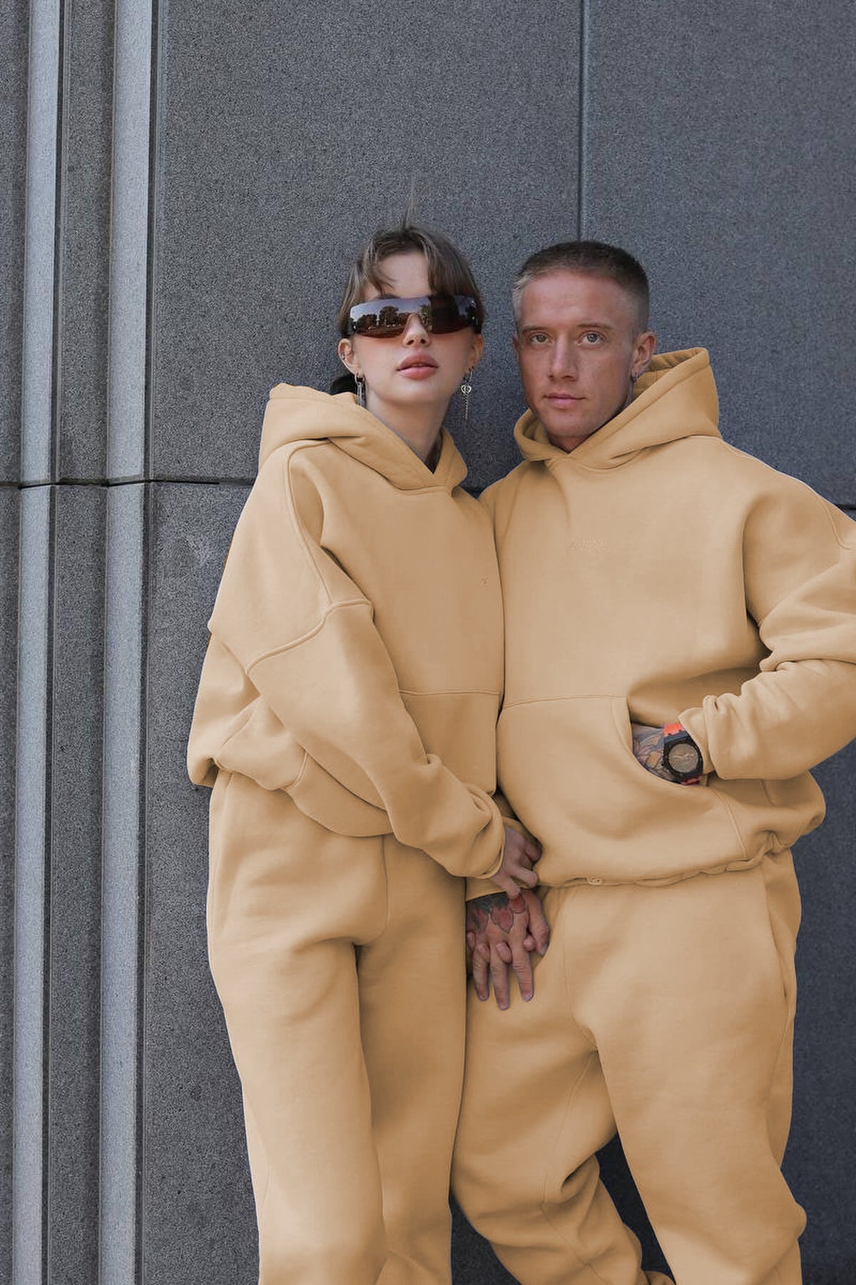 Unisex 3 İ̇pli̇k Şardonlu Çi̇ftleri̇n Kullanimina Uygun Jogger Eşofman Takimi (tekli̇) - Vizon - 1