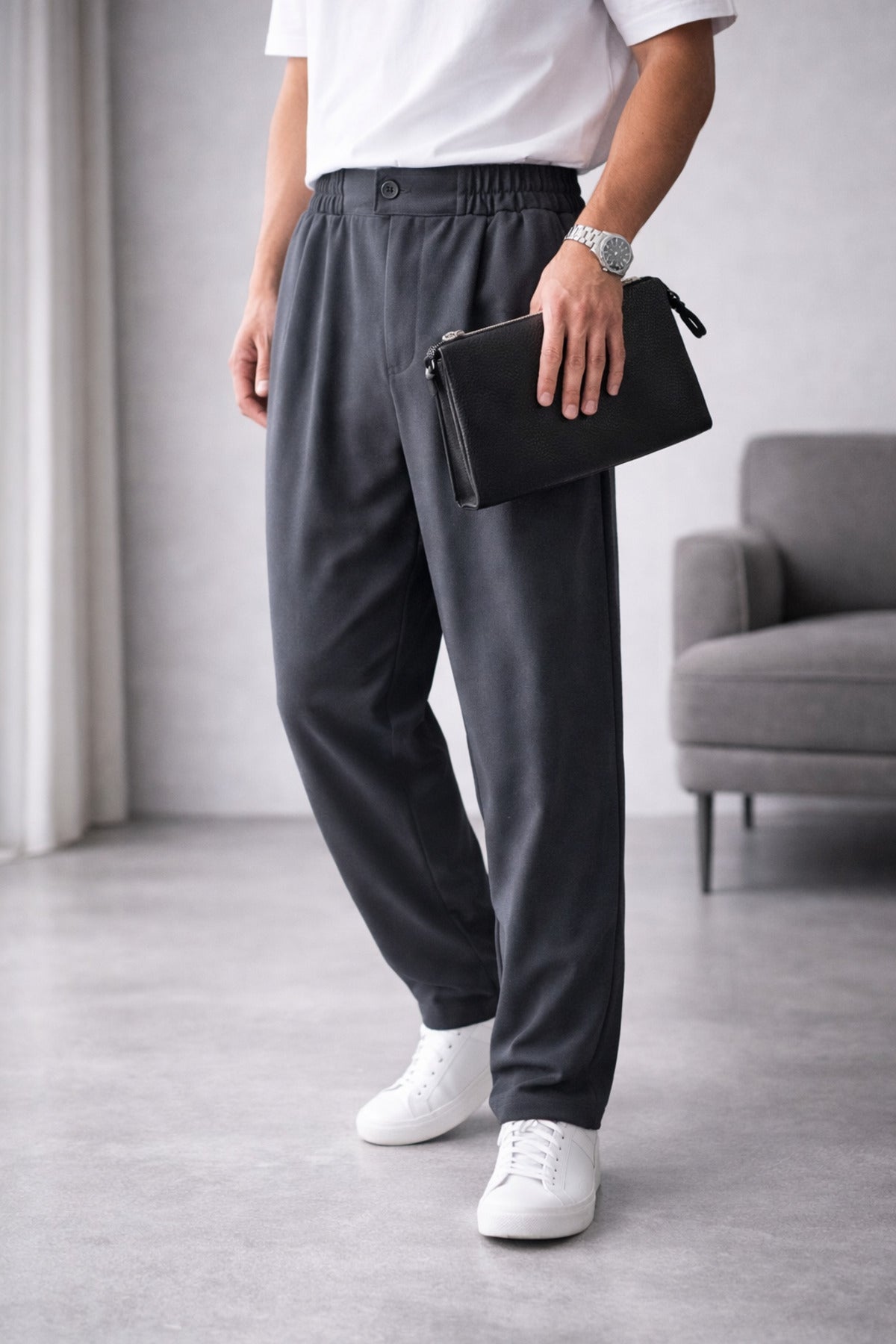 Erkek Rahat Kesim Baggy Pantolon Premium Seri - Füme - 1