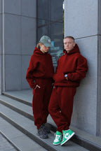 Unisex 3 İ̇pli̇k Şardonlu Çi̇ftleri̇n Kullanimina Uygun Jogger Eşofman Takimi (tekli̇) - Bordo - 2