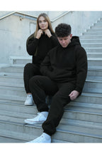 Unisex Çi̇ftlere Özel 3 İ̇pli̇k Şardonlu Eşofman Takimi - Siyah - 1