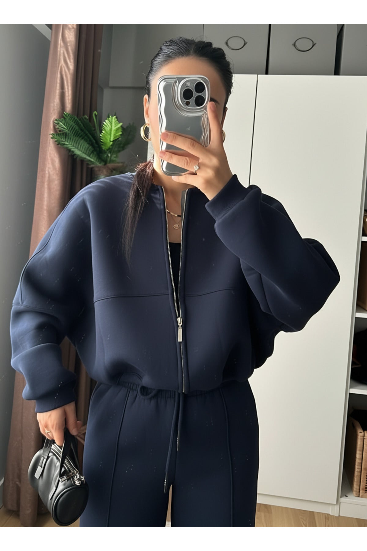 Kadin Casual Bomber Takim - Lacivert - 2