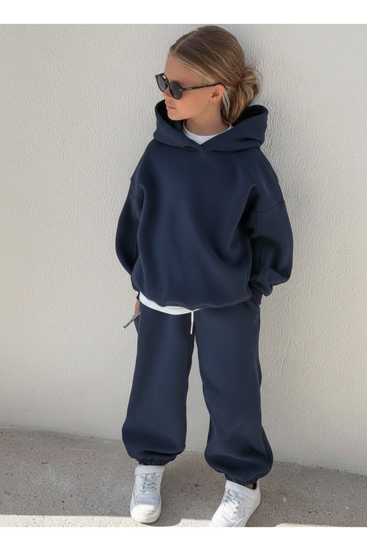 Çocuk Unisex 3 İ̇pli̇k Şardonlu Rahat Kesi̇m Kişlik Eşofman Takimi - Lacivert - 1
