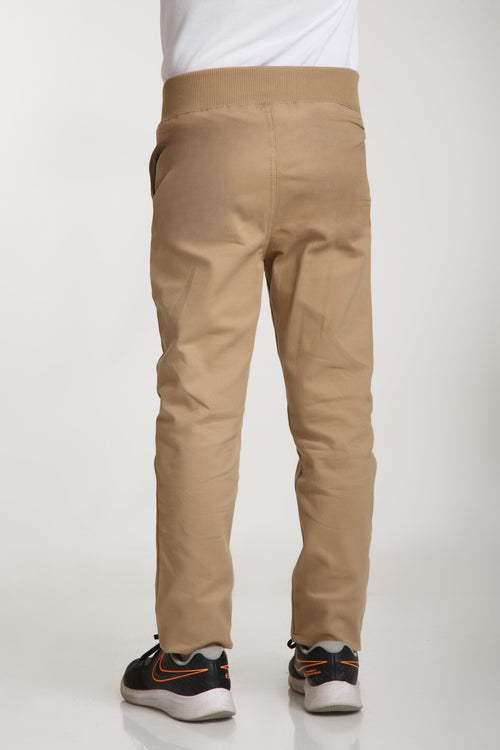 *kargo Cepli* Esnek Canvas Spor Model Gizli Bel Lastikli Çocuk Okul Pantolon - Bej - 2