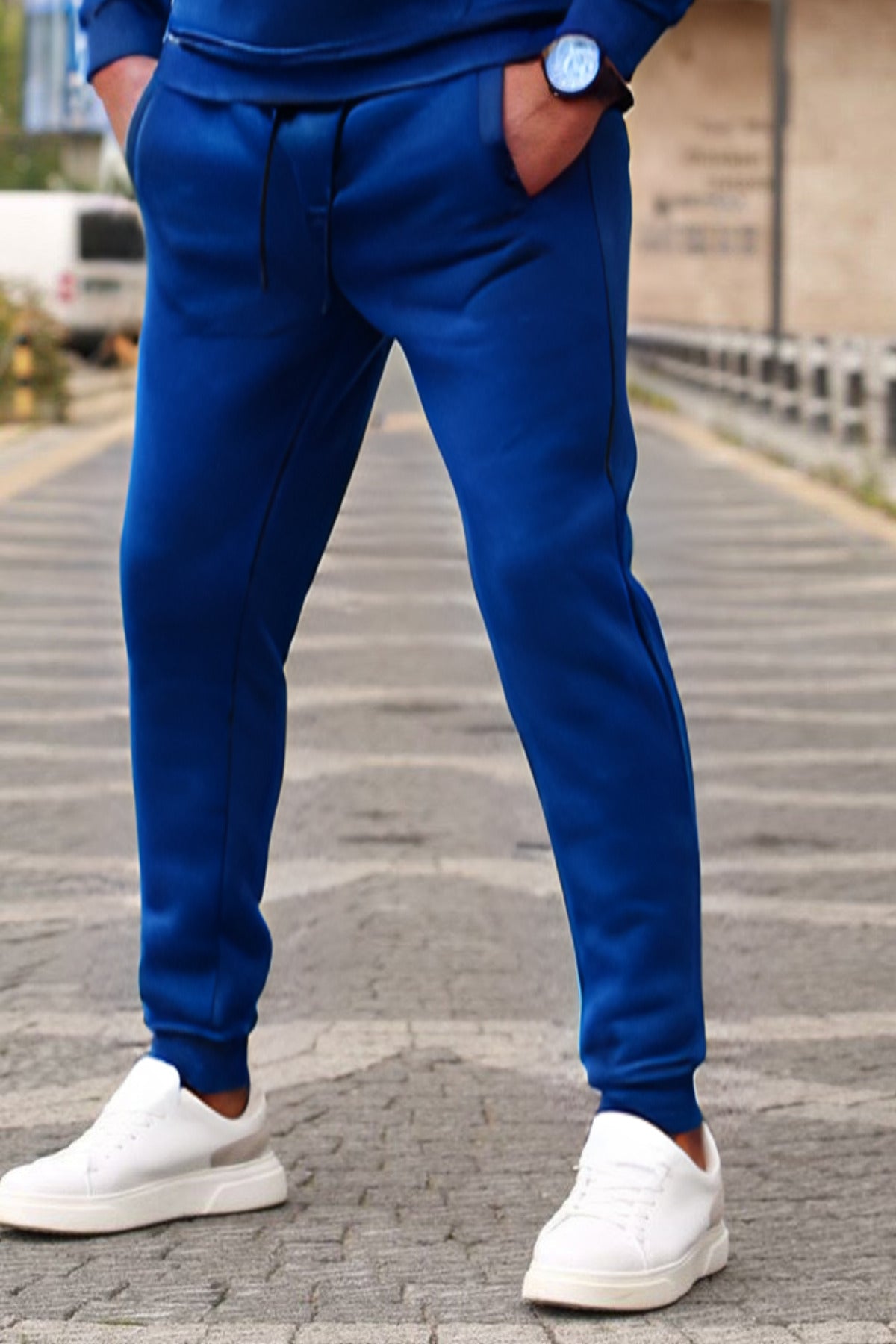 Erkek Premium Model Paçası Lastikli Eşofman Altı - Saks Mavisi - 1