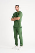 Erkek Penye Comfort Kısa Kollu Pijama Takımı - Yeşil - 1