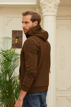 Erkek Kapşonlu Kanguru Cep Basic Sweatshirt - Kahverengi - 5