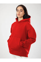 Oversize Hoodie Okul Sweatshirt - Kırmızı - 2