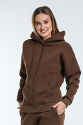 Kadın Rahat Kalıp Günlük Kapşonlu Sweatshirt - Kahverengi - 1