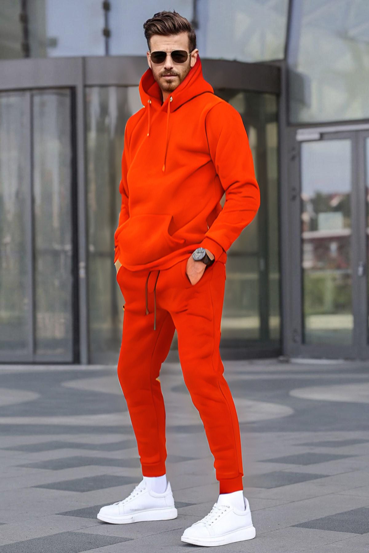 Erkek Oversi̇ze Jogger Turuncu Eşofman Takimi - Turuncu - 1