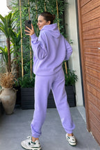 Kadin Kalin Comfort Sweatshi̇rt Yüksek Bel Eşofman Takimi - Lila - 2