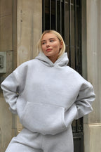 Premium Kalite 3 İplik Sweatshirt Kapuşonlu - Gri - 1