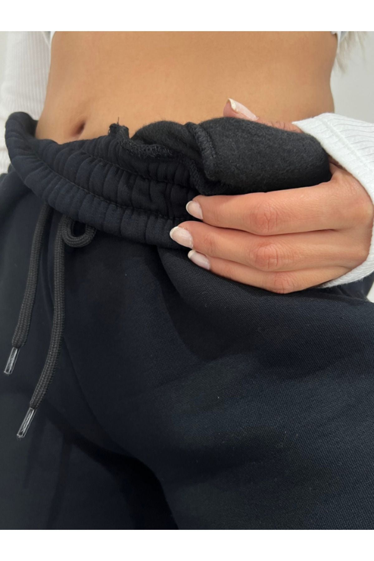 Unisex Lacivert Kalın 3 İplik Basic Jogger Örme Eşofman Altı - Lacivert - 4