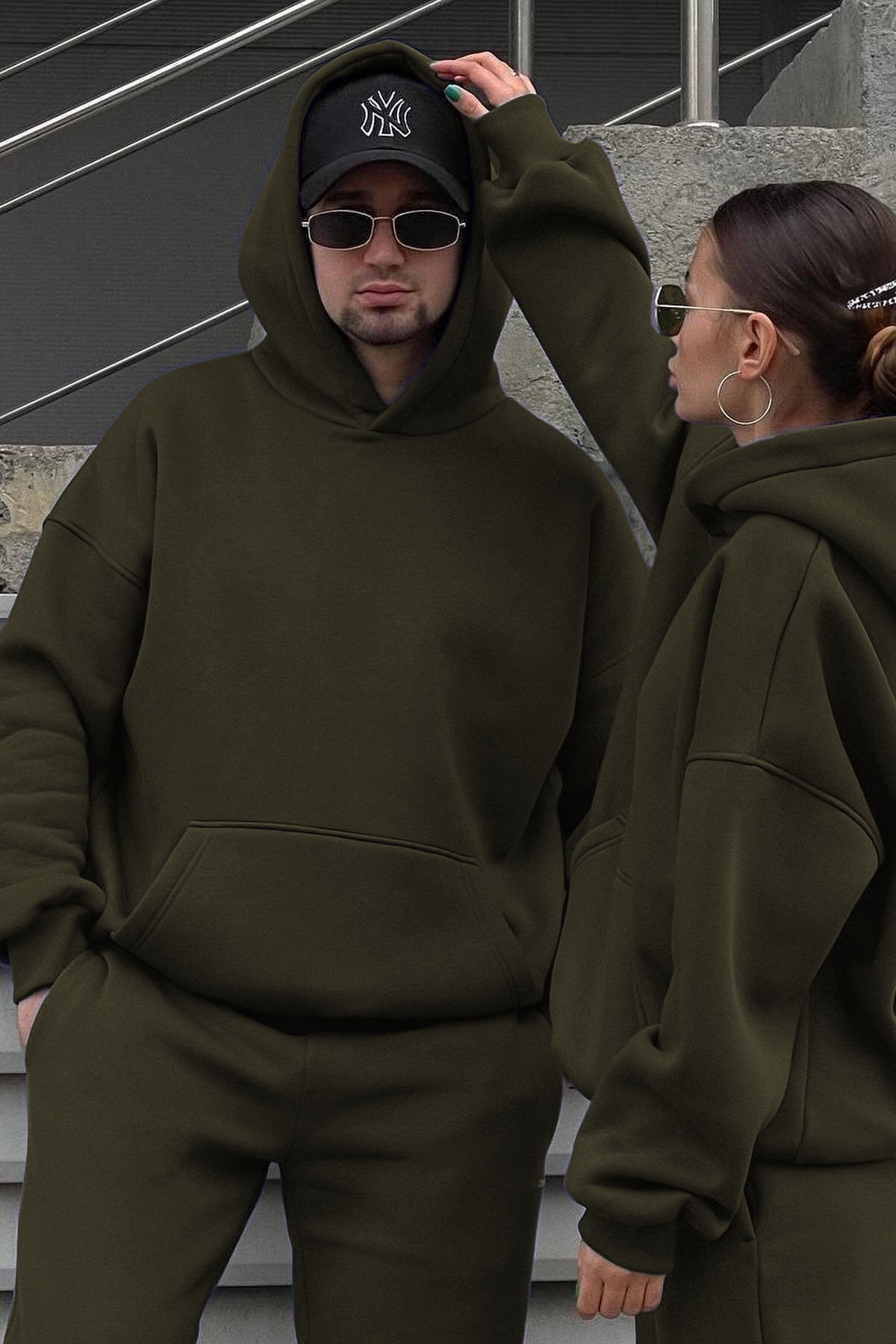 Unisex 3 İ̇pli̇k Şardonlu Oversi̇ze Çi̇ftleri̇n Kullanimina Uygun (tekli̇) - Haki - 1