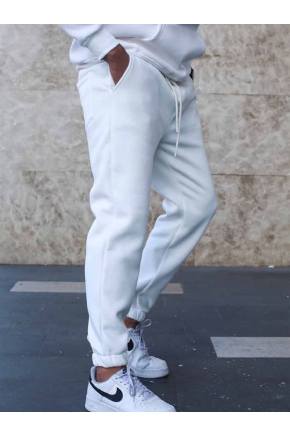 Unisex Ekru Ob Comfort Eşofman Altı - Ekru - 1
