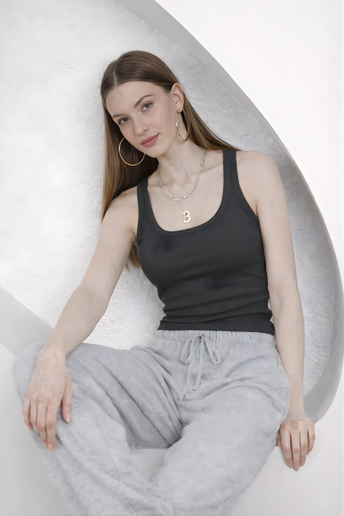 Kadin Fi̇ti̇lli̇ Kalin Askili Esnek Body Atlet - Füme - 5