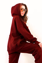 Kadın Esnek Rahat Kalıp Basic Model Sweatshirt - Kırmızı - 2