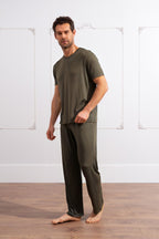 Erkek Haki Yazlık Relaxed Pijama Takımı - Haki - 1