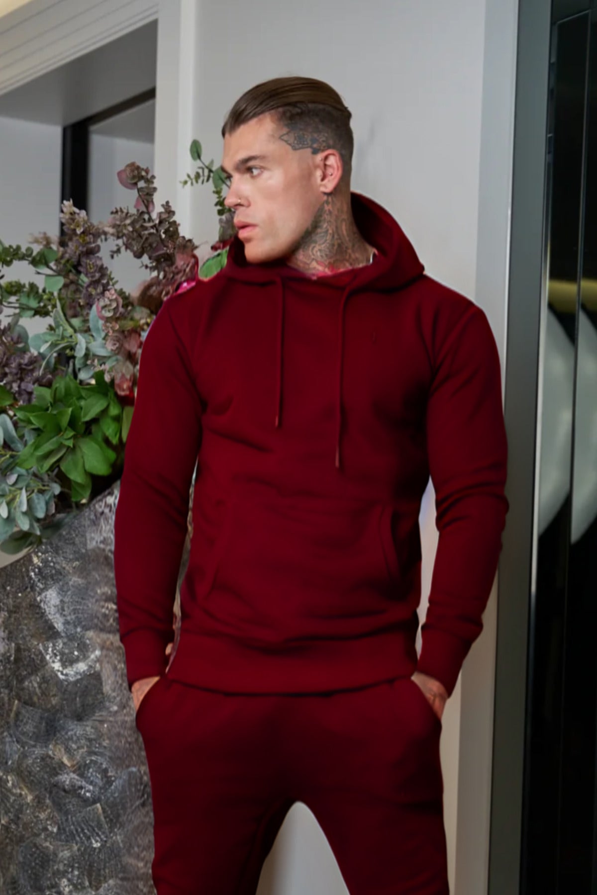 Erkek Esnek Kaliteli Spor Model Sweatshirt - Bordo - 2