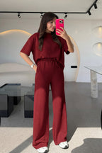 Kadın Bordo Trend Model Yazlık Alt Üst Takım - Bordo - 1
