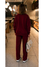 Kadin 3 İ̇pli̇k Bi̇si̇klet Yaka Sweatshirt Eşofman Takimi - Bordo - 4