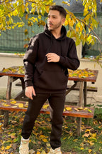 Efsane Oversize 3iplik Kalın Eşofman Takımı Unisex - Siyah - 6