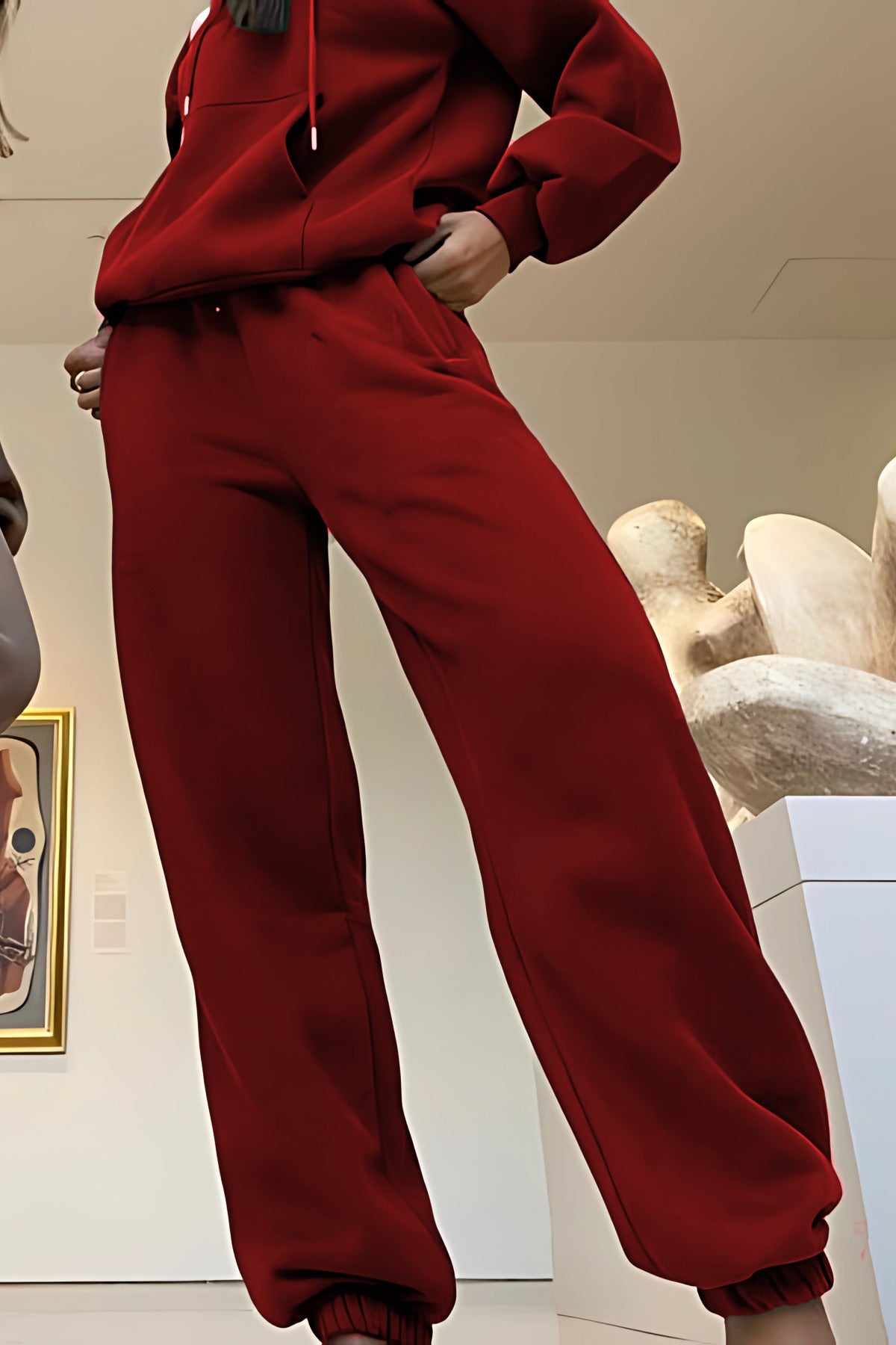 Çiftlere Özel (tekli̇) Oversize Couple Eşofman Takımı - Kırmızı - 2