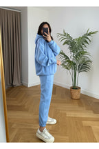 Kadin 3 İ̇pli̇k Oversi̇ze Premi̇um Sweatshi̇rt Eşofman Takimi - Bebe Mavi - 2