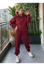 Kadin Kalin Comfort Sweatshi̇rt Yüksek Bel Eşofman Takimi - Bordo - 1