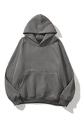 Unisex Kapşonlu Kanguru Cep 3 İ̇plik Uzun Kollu Sweatshirt Hoodie - Füme - 1