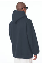 Erkek Bol Kesim Oversize 3 İ̇plik İ̇çi Pamuklu Şardonlu Kanguru Cep Kapşonlu Kışlık Hoodie Sweatshirt - Füme - 3