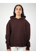 Oversize Hoodie Okul Sweatshirt - Kahverengi - 1