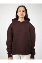 Oversize Hoodie Okul Sweatshirt - Kahverengi - 1
