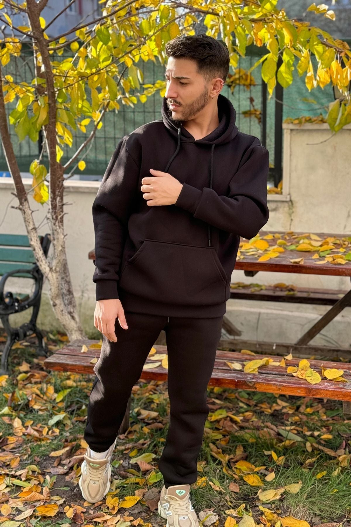 Efsane Oversize 3iplik Kalın Eşofman Takımı Unisex - Siyah - 7