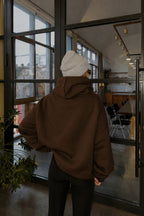 Kadin Kahverengi̇ 3 İ̇pli̇k Şardonlu Yumuşak Oversi̇ze Kapüşonlu Sweatshirt - Kahverengi - 3