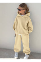 Çocuk Unisex 3 İ̇pli̇k Şardonlu Rahat Kesi̇m Kişlik Eşofman Takimi - Bej - 1
