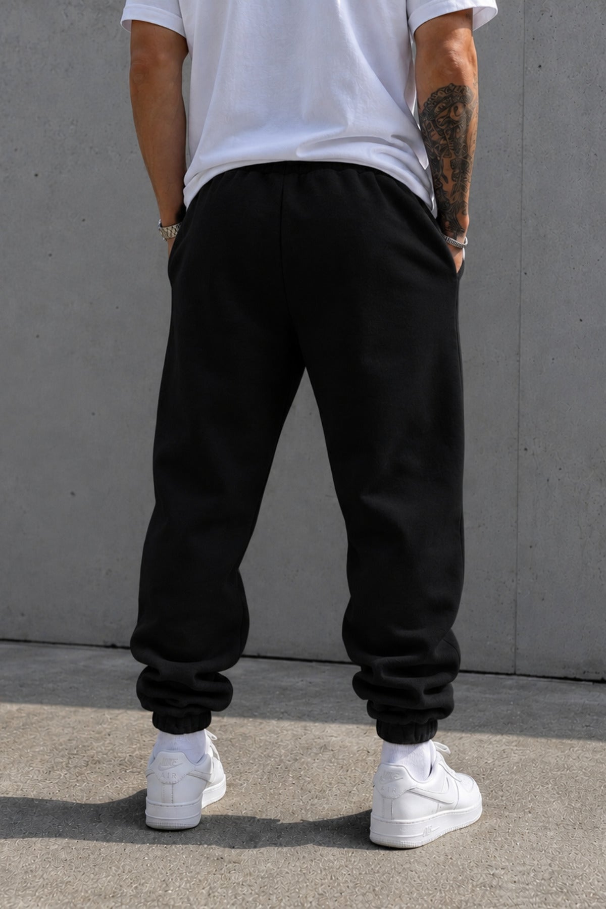 Erkek Paçası Lastikli Basic Jogger Eşofman Altı - Siyah - 2