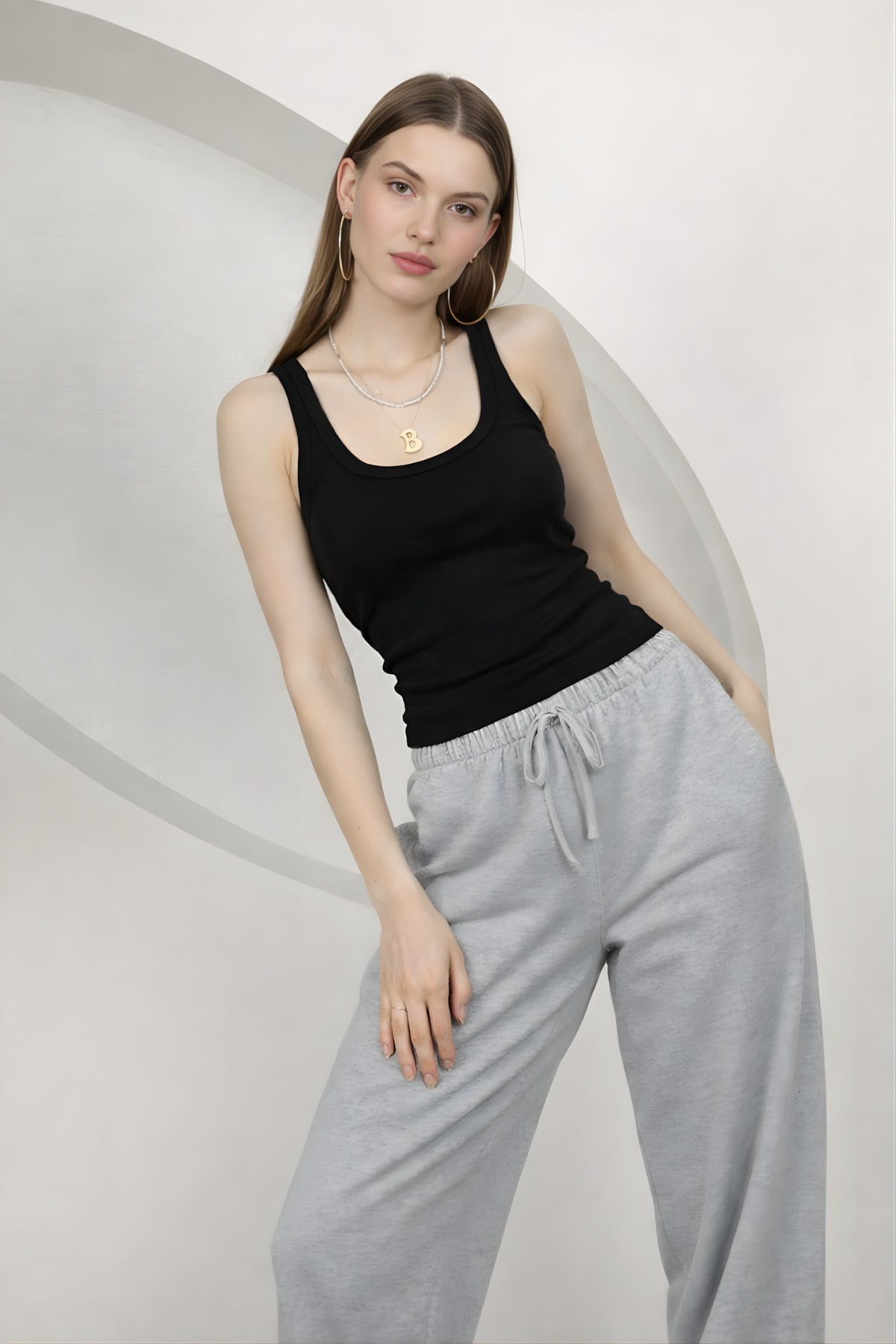Kadin Fi̇ti̇lli̇ Kalin Askili Esnek Body Atlet - Siyah - 2