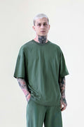 Erkek Yeşi̇l Oversize T-shirt Kısa Kollu Tişört - GREEN - 1