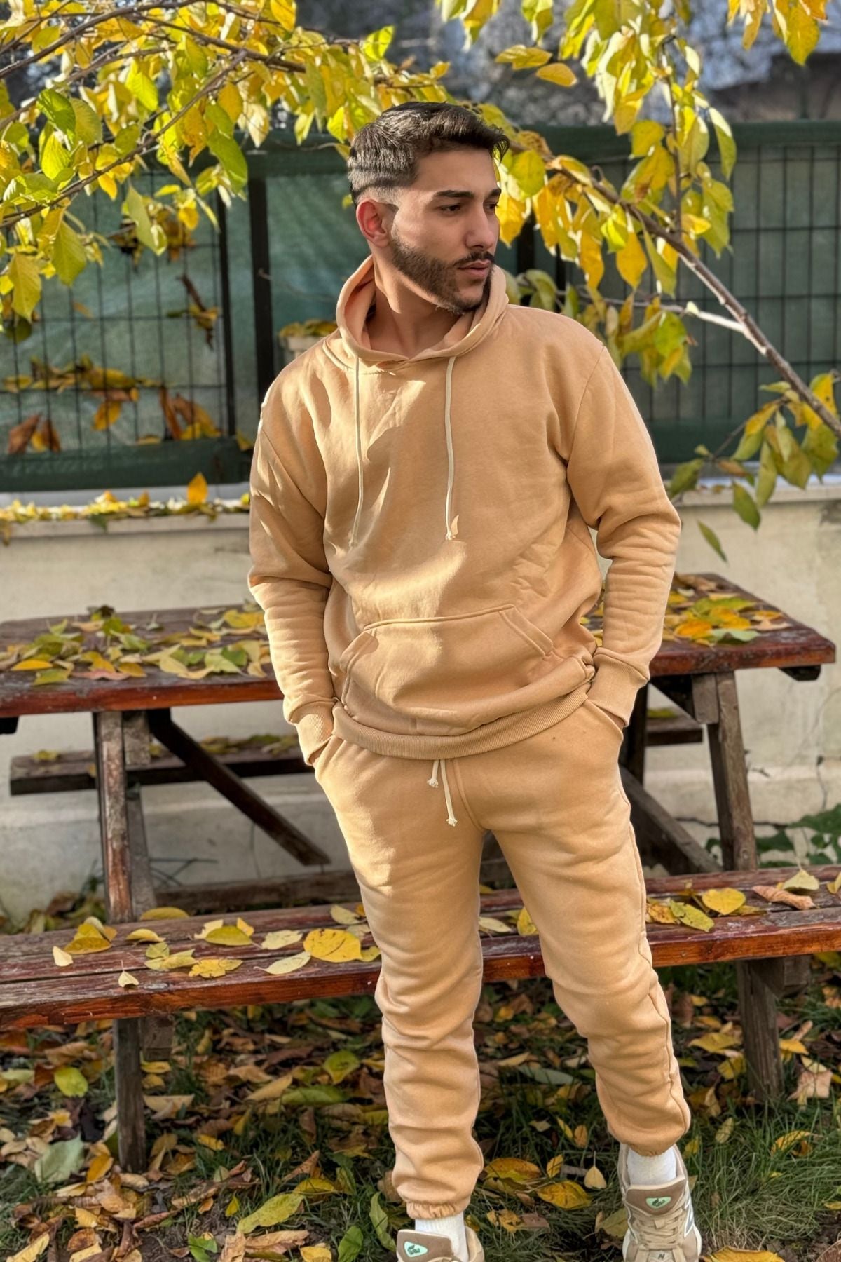 Efsane Oversize 3iplik Kalın Eşofman Takımı Unisex - Vizon - 5