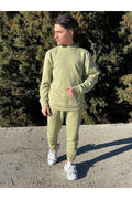 Erkek Yeşil Bisiklet Yaka Eşofman Takımı Regular Fit - Yağ Yeşili - 1