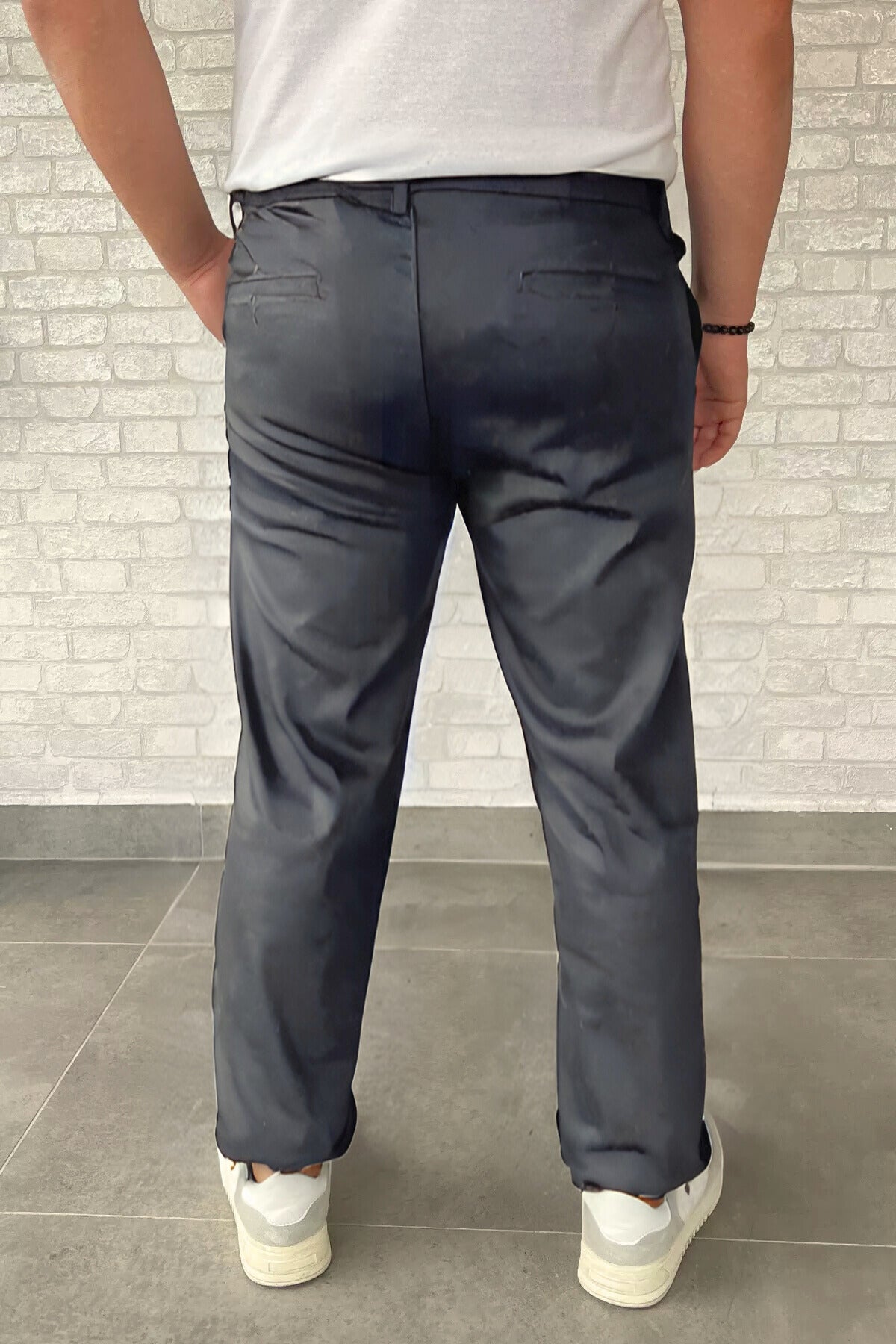 Erkek Likralı Rahat Kalıp Kumaş Okul Pantolonu - Gri - 4