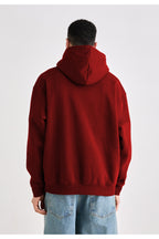 Erkek Düz Okul Lise Hoodie Sweatshirt - Kırmızı - 4