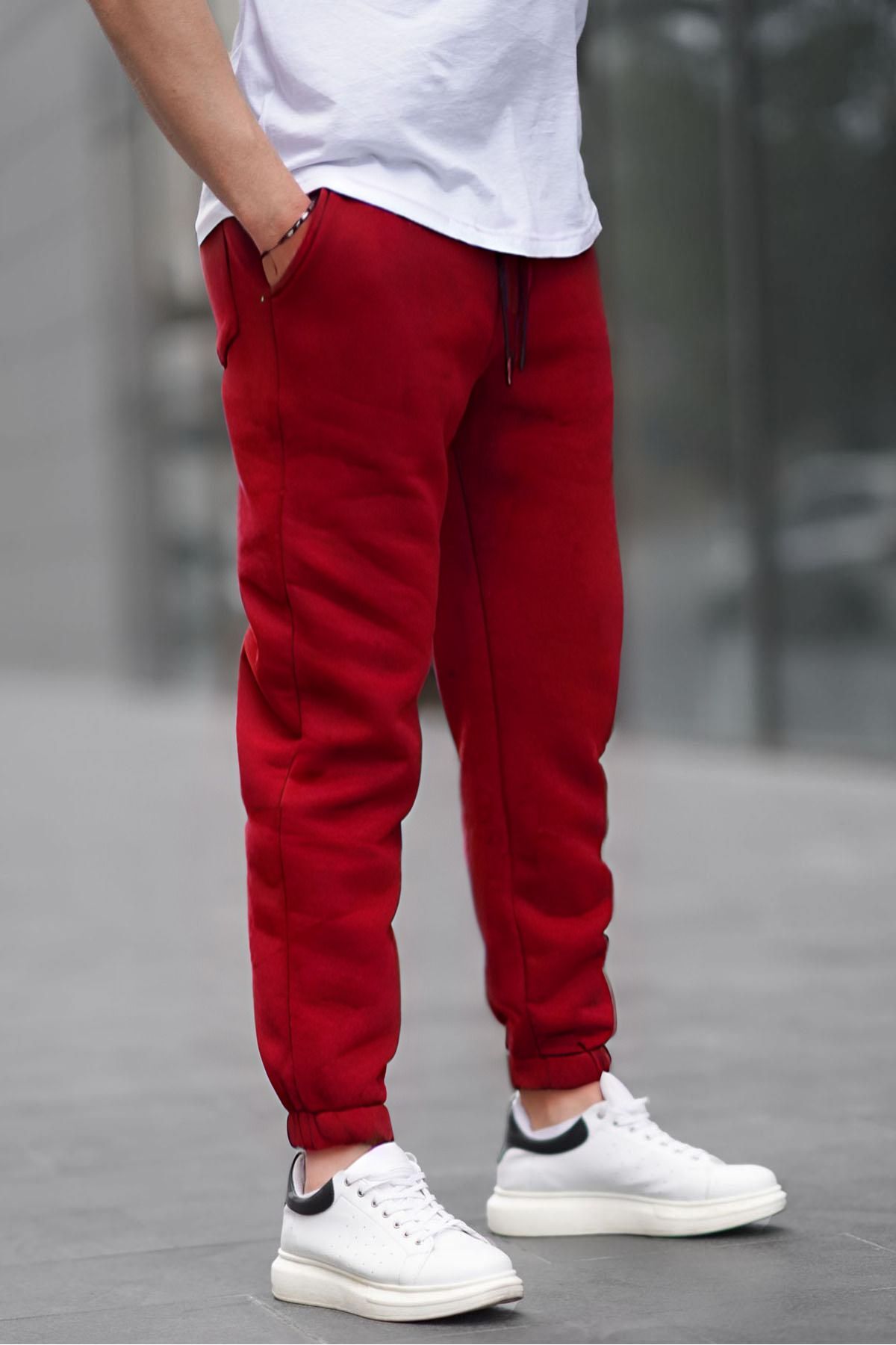 Erkek Jogger Eşofman Altı İ̇çi Pamuklu - Bordo - 1