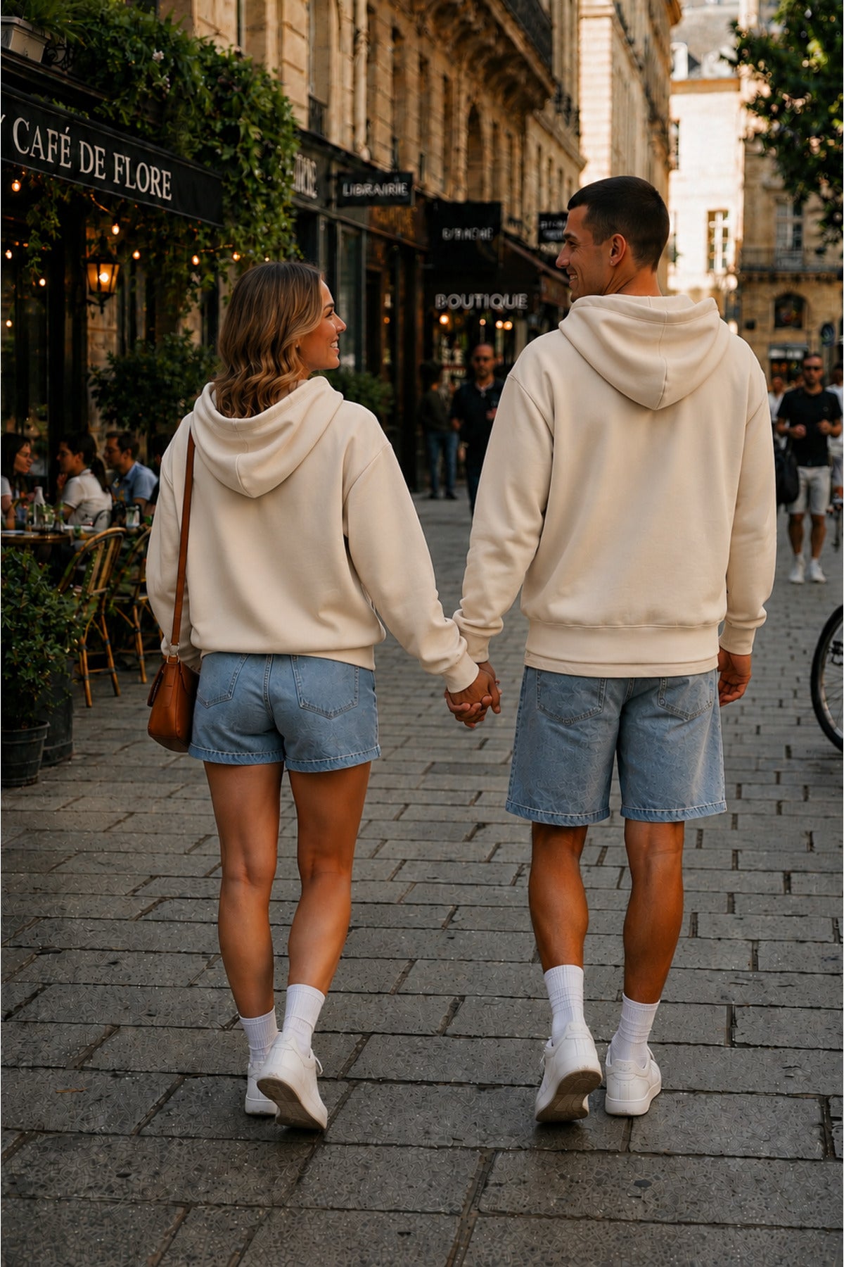 Unisex Kapüşonlu Oversize Full Fermuarli Rahat Kesi̇m Mevsi̇mli̇k Yeni̇ Sezon Günlük Hirka - Bej - 4