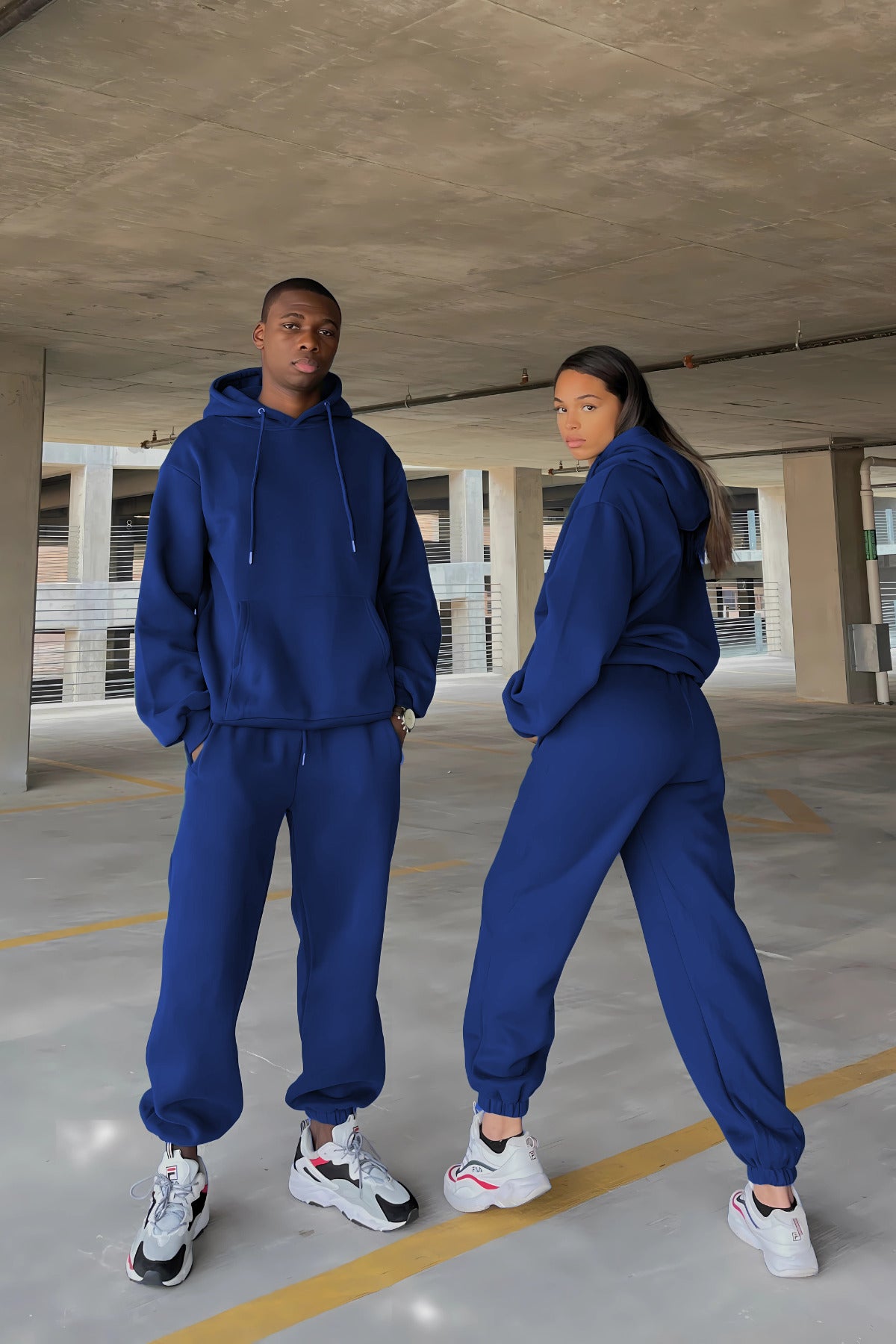 Çiftlere Özel (tekli̇) Oversize Couple Eşofman Takımı - Saks Mavisi - 1