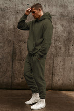 Erkek 3i̇pli̇k Jogger Baggy Kalip Hoodi̇e Eşofman Takimi - Haki - 2