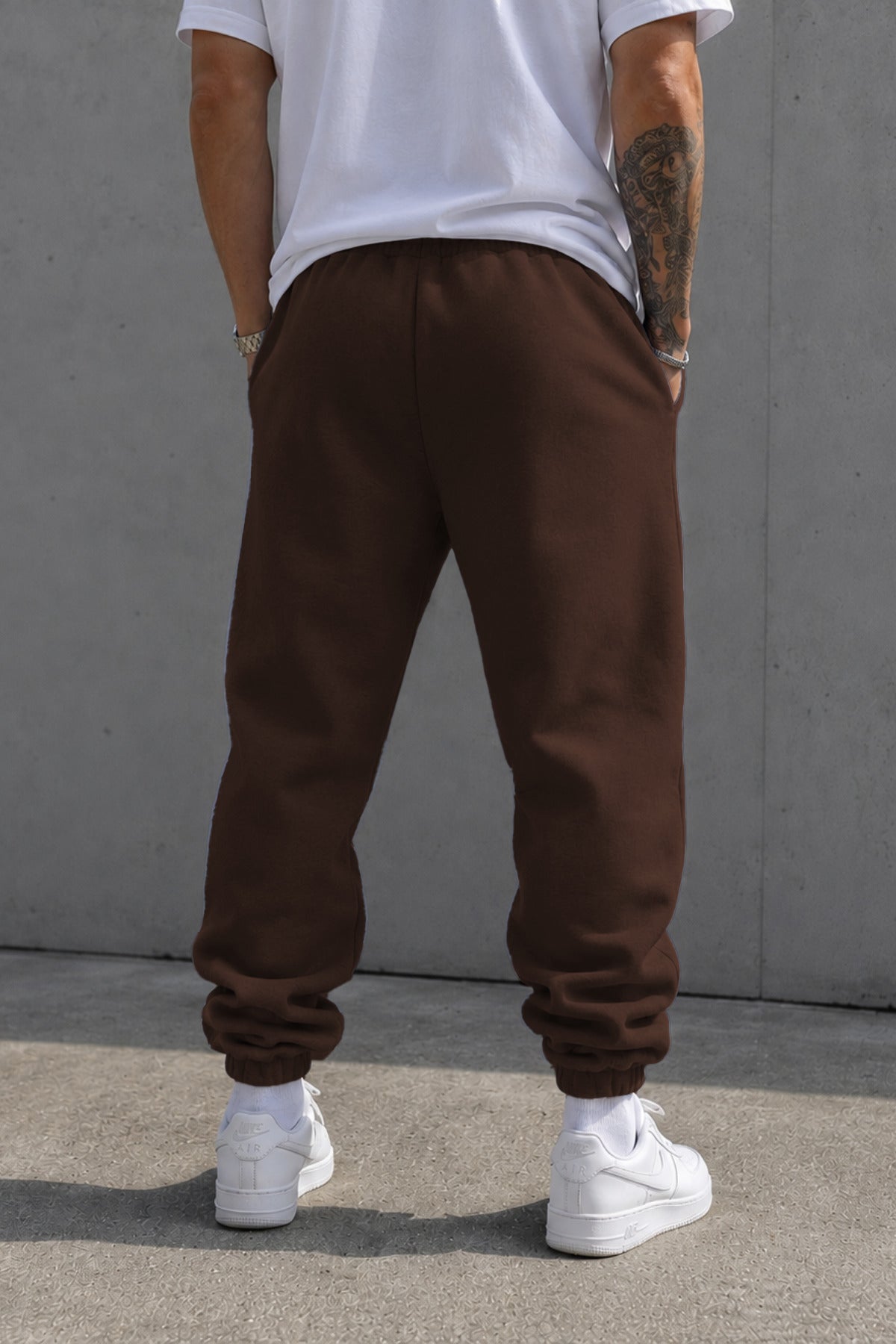 Erkek Paçası Lastikli Basic Jogger Eşofman Altı - Kahverengi - 2