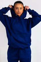 Kapuşonlu 3 İplik Sweatshirt - Mavi - 1