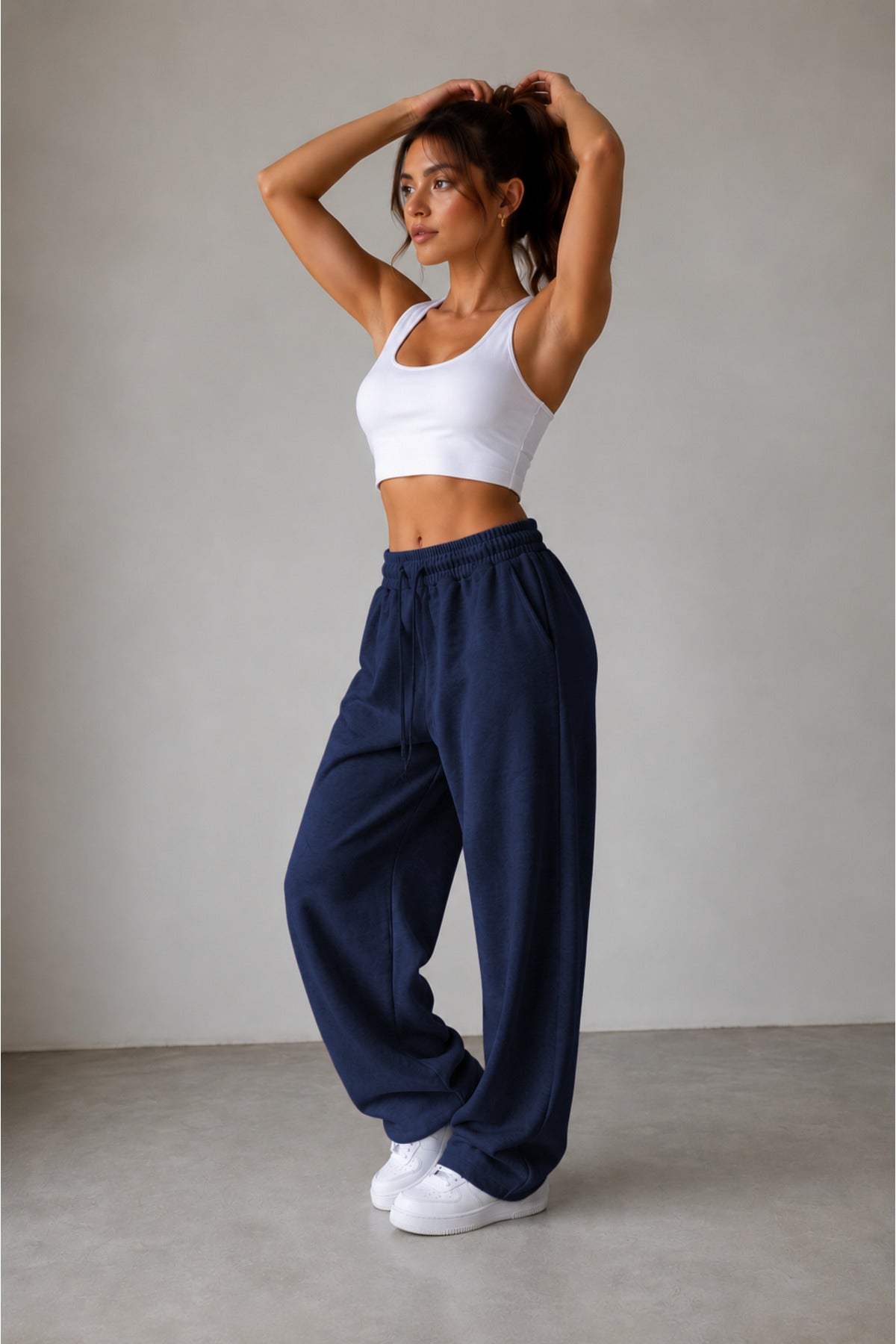 Kadin Oversize Rahat Kalıp Bol Baggy Eşofman Altı - Lacivert - 3