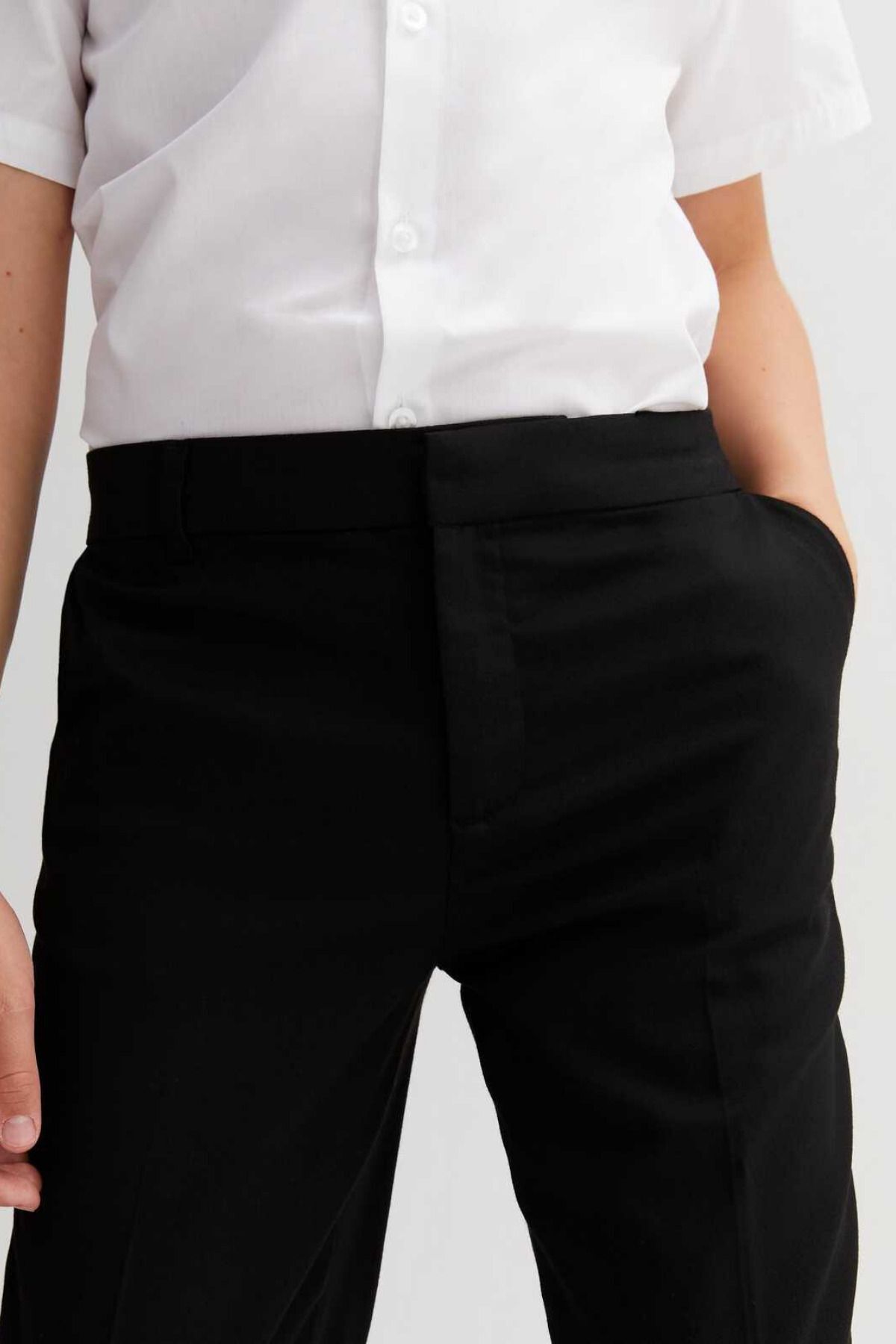 Füme Çocuk Okul Pantolonu İ̇lkokul Ve Ortaokul Lastikli Bel Likrasız - Füme - 2